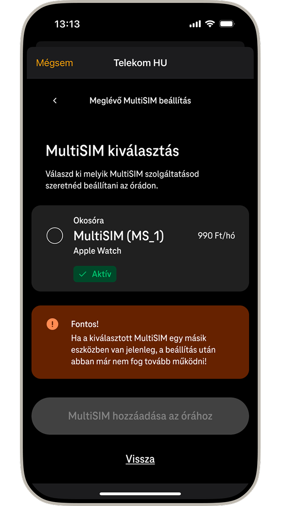 Meglévő MultiSim kártya