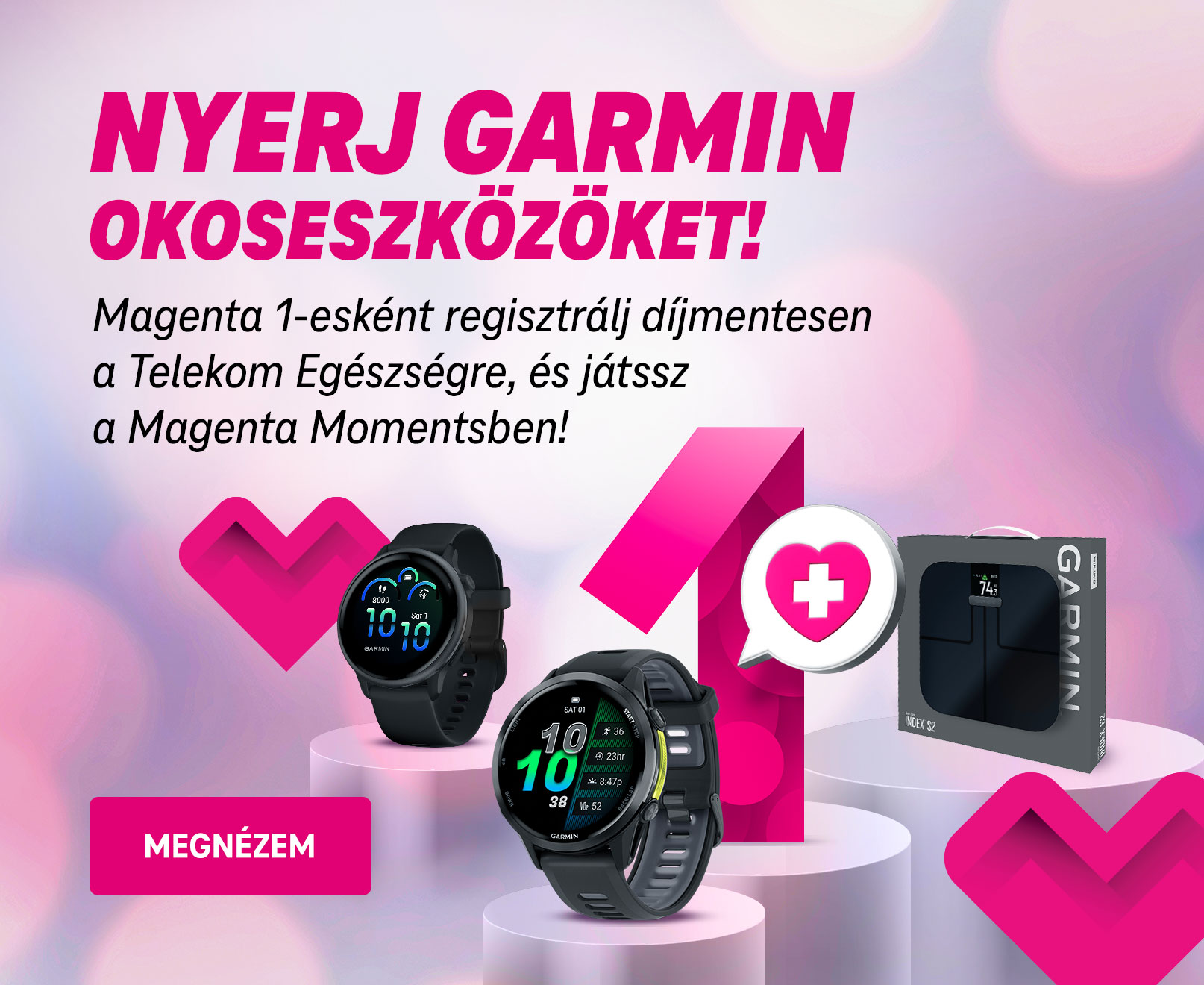 Nyerj Garmin okoseszközöket! Magenta 1-eseként regisztrálj díjmentesen a Telekom egészségre, és játssz a Magenta Momentsben!